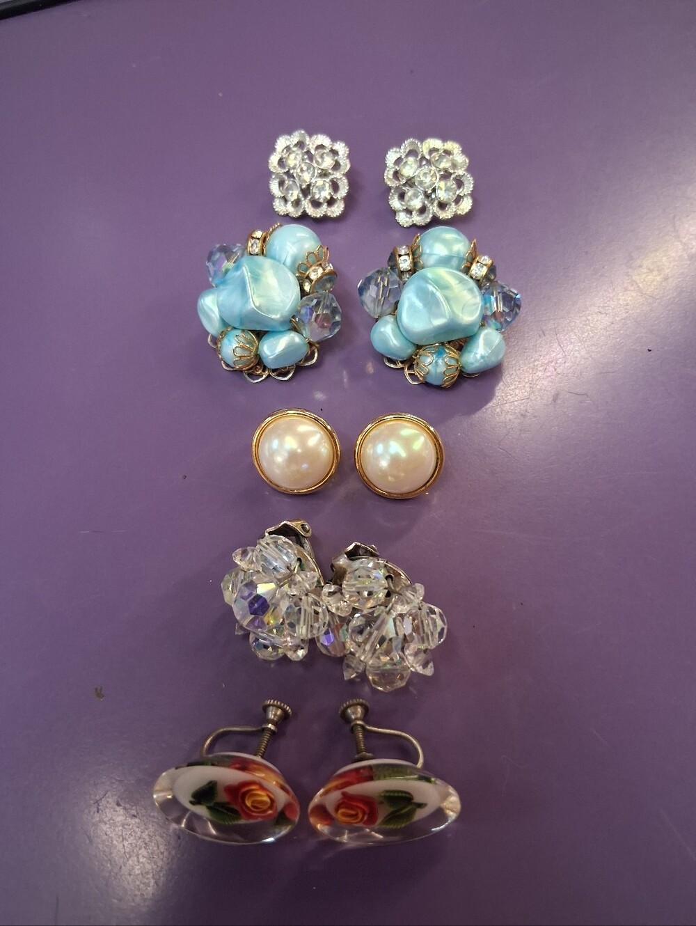 Vintage Lot Of 5 Clip On Earrings Marvella, Sara Coventry
